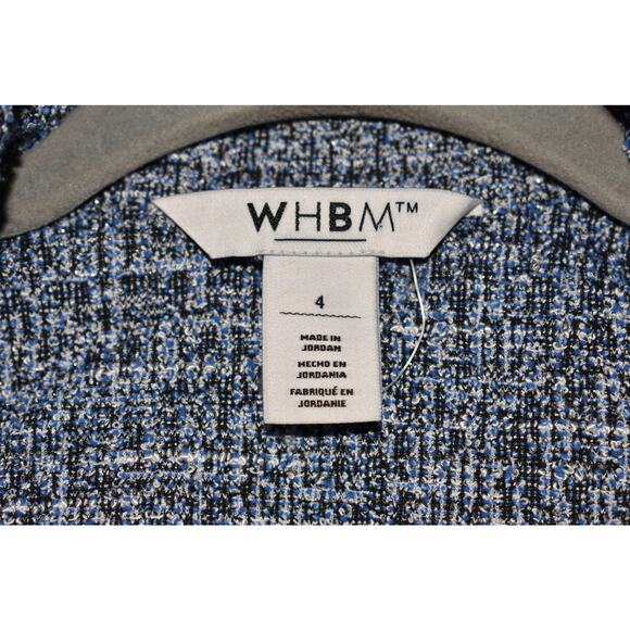 WHITE HOUSE BLACK MARKET $188 Blue Textured Boucle Moto Zip‎ Jacket Size 4 - Picture 5 of 5